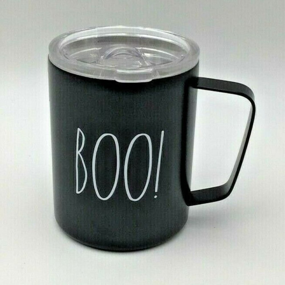 Rae Dunn Halloween Insulated Stainless Steel Black Mug Boo!12 Oz Travel - Picture 1 of 1